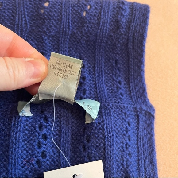 NWT Celeste Wool Cashmere Blend Blue‎ Pointelle Knit Cozy Infinity Scarf - Picture 7 of 10